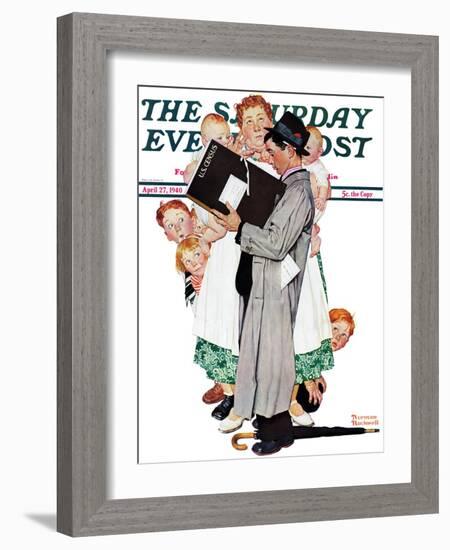 "Census-taker" Saturday Evening Post Cover, April 27,1940-Norman Rockwell-Framed Giclee Print