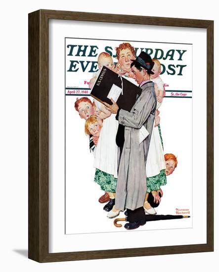 "Census-taker" Saturday Evening Post Cover, April 27,1940-Norman Rockwell-Framed Giclee Print