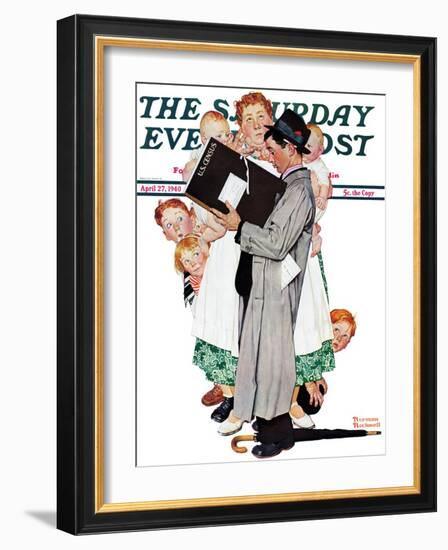 "Census-taker" Saturday Evening Post Cover, April 27,1940-Norman Rockwell-Framed Giclee Print