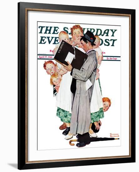 "Census-taker" Saturday Evening Post Cover, April 27,1940-Norman Rockwell-Framed Giclee Print