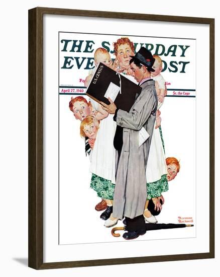 "Census-taker" Saturday Evening Post Cover, April 27,1940-Norman Rockwell-Framed Giclee Print