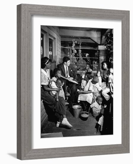 Census Taker Seymour Weiss Questioning Mrs. George B. Townsend-Hansel Mieth-Framed Photographic Print