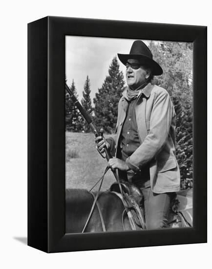 Cent Dollars pour un Sherif TRUE GRIT by Henry Athaway with John Wayne, 1969 (b/w photo)-null-Framed Stretched Canvas