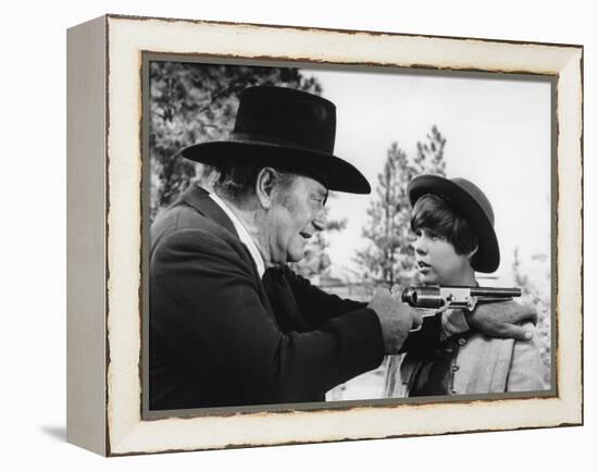 Cent Dollars pour un Sherif TRUE GRIT by Henry Athaway with John Wayne and Kim Darby, 1969 (b/w pho-null-Framed Stretched Canvas