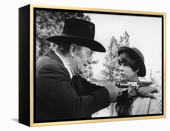 Cent Dollars pour un Sherif TRUE GRIT by Henry Athaway with John Wayne and Kim Darby, 1969 (b/w pho-null-Framed Stretched Canvas