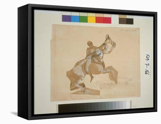 Centaur and Woman, C.1885 (Pen & Ink with Wash, Pencil and W/C on Paper)-Auguste Rodin-Framed Premier Image Canvas