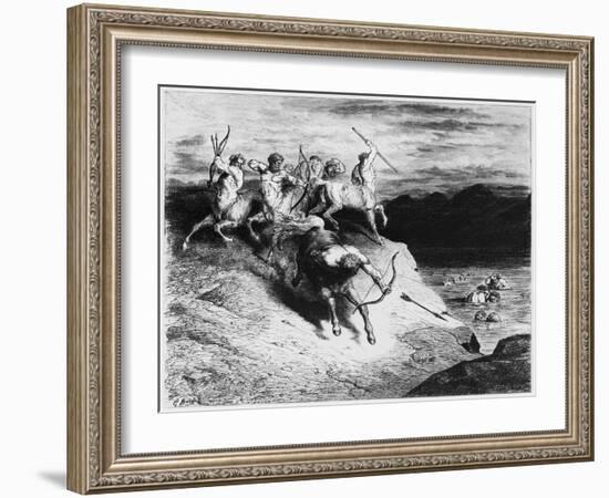 Centaurs, Illustration from "The Divine Comedy" by Dante Alighieri Paris, Published 1885-Gustave Doré-Framed Giclee Print