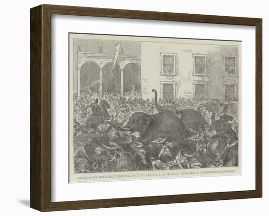 Centenary Birthday Festival of King Ludwig I at Munich, Disaster of Frightened Elephants-null-Framed Giclee Print