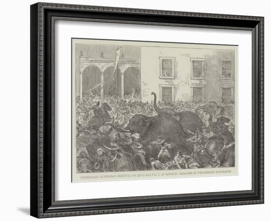 Centenary Birthday Festival of King Ludwig I at Munich, Disaster of Frightened Elephants-null-Framed Giclee Print