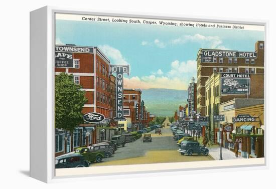 Center Street, Downtown Casper-null-Framed Stretched Canvas