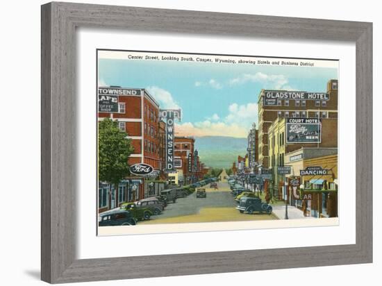 Center Street, Downtown Casper-null-Framed Art Print