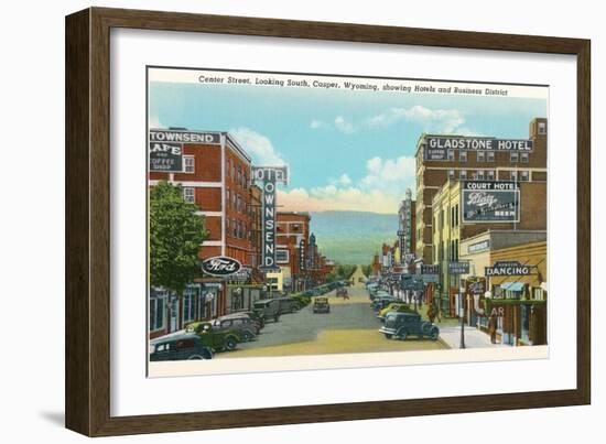 Center Street, Downtown Casper-null-Framed Art Print