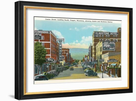 Center Street, Downtown Casper-null-Framed Art Print