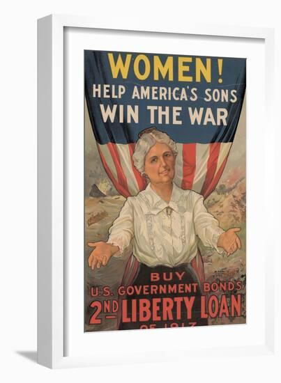 Center Warshaw Collection, Liberty Loan Poster Encouraging Women to Buy U.S. Government Bonds-null-Framed Art Print