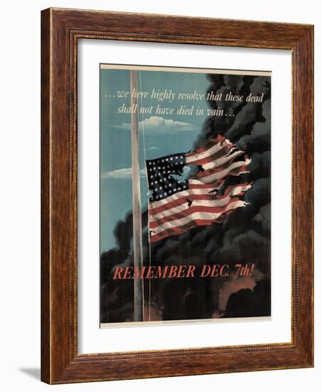 Center Warshaw Collection, Office of War Information Poster. REMEMBER DEC. 7th!-null-Framed Art Print