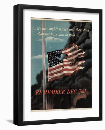 Center Warshaw Collection, Office of War Information Poster. REMEMBER DEC. 7th!-null-Framed Art Print