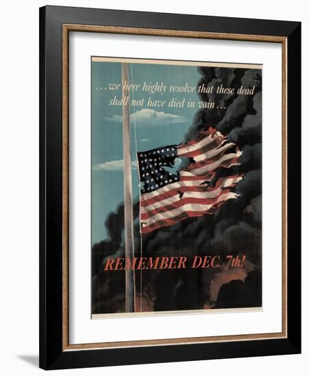 Center Warshaw Collection, Office of War Information Poster. REMEMBER DEC. 7th!-null-Framed Art Print