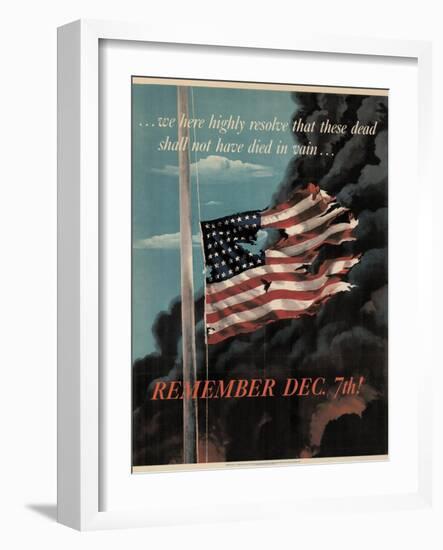 Center Warshaw Collection, Office of War Information Poster. REMEMBER DEC. 7th!-null-Framed Art Print