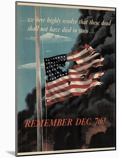 Center Warshaw Collection, Office of War Information Poster. REMEMBER DEC. 7th!-null-Mounted Art Print