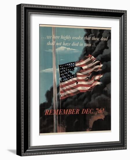 Center Warshaw Collection, Office of War Information Poster. REMEMBER DEC. 7th!-null-Framed Art Print