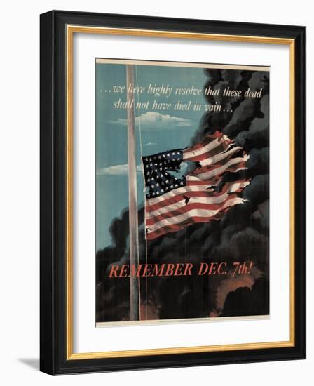 Center Warshaw Collection, Office of War Information Poster. REMEMBER DEC. 7th!-null-Framed Art Print