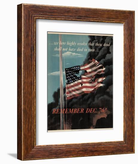 Center Warshaw Collection, Office of War Information Poster. REMEMBER DEC. 7th!-null-Framed Premium Giclee Print