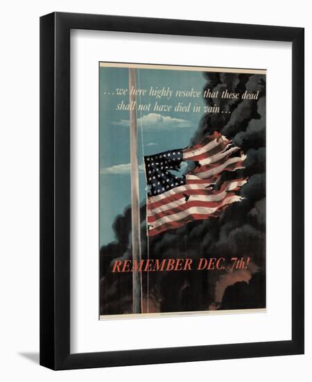 Center Warshaw Collection, Office of War Information Poster. REMEMBER DEC. 7th!-null-Framed Premium Giclee Print