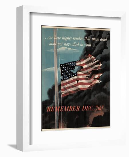 Center Warshaw Collection, Office of War Information Poster. REMEMBER DEC. 7th!-null-Framed Premium Giclee Print