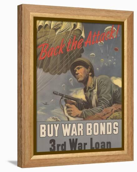 Center Warshaw Collection, Treasury Poster. Back the Attack! BUY WAR BONDS-null-Framed Stretched Canvas
