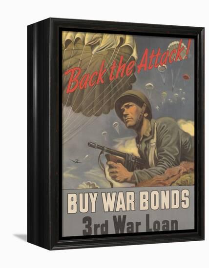 Center Warshaw Collection, Treasury Poster. Back the Attack! BUY WAR BONDS-null-Framed Stretched Canvas