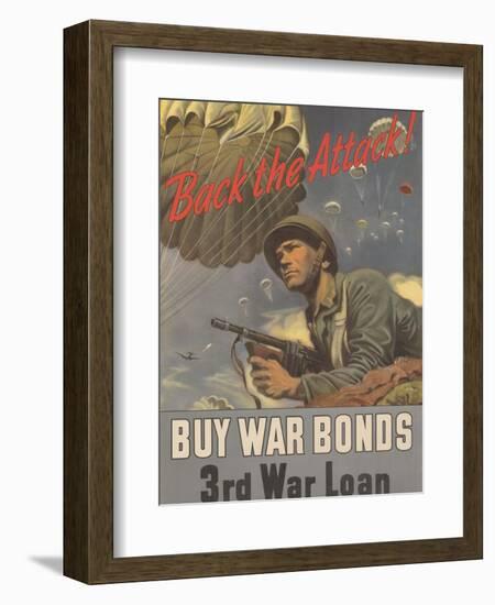 Center Warshaw Collection, Treasury Poster. Back the Attack! BUY WAR BONDS-null-Framed Art Print