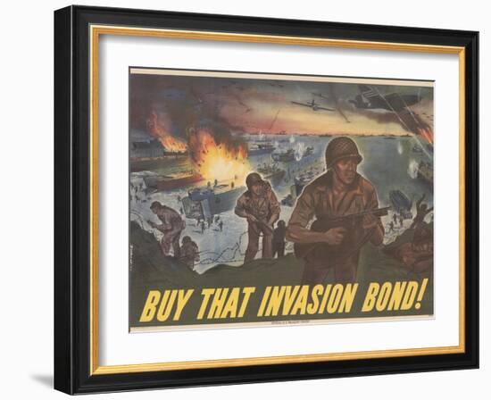 Center Warshaw Collection Treasury Poster. BUY THAT INVASION BOND!-null-Framed Art Print