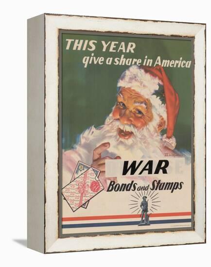 Center Warshaw Collection, U.S. Treasury Poster. Give a Share in America. WAR Bonds and Stamps-null-Framed Stretched Canvas