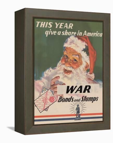 Center Warshaw Collection, U.S. Treasury Poster. Give a Share in America. WAR Bonds and Stamps-null-Framed Stretched Canvas