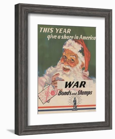 Center Warshaw Collection, U.S. Treasury Poster. Give a Share in America. WAR Bonds and Stamps-null-Framed Art Print