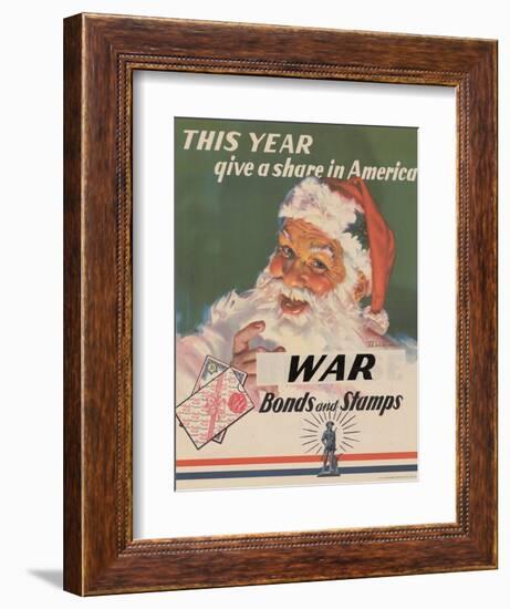 Center Warshaw Collection, U.S. Treasury Poster. Give a Share in America. WAR Bonds and Stamps-null-Framed Art Print