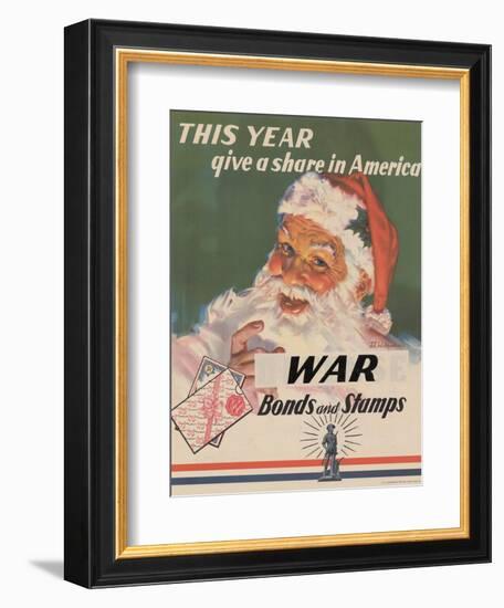Center Warshaw Collection, U.S. Treasury Poster. Give a Share in America. WAR Bonds and Stamps-null-Framed Art Print
