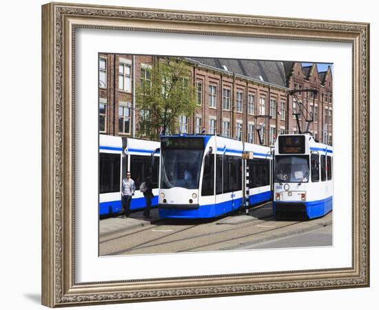 Centraal Station and Trams, Amsterdam, Netherlands, Europe-Amanda Hall-Framed Photographic Print