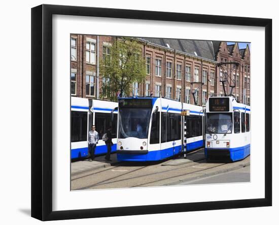 Centraal Station and Trams, Amsterdam, Netherlands, Europe-Amanda Hall-Framed Photographic Print