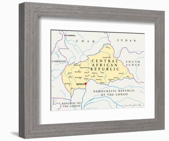 Central African Republic Political Map-Peter Hermes Furian-Framed Premium Giclee Print