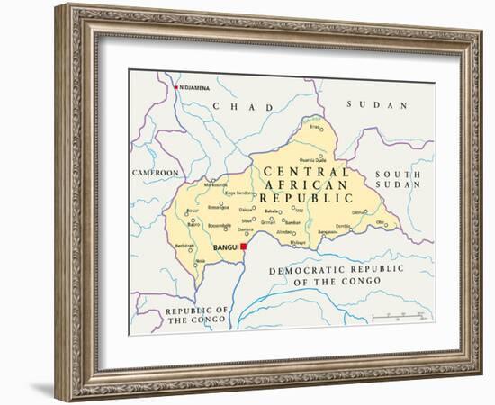 Central African Republic Political Map-Peter Hermes Furian-Framed Art Print