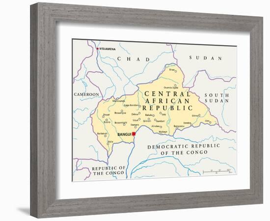 Central African Republic Political Map-Peter Hermes Furian-Framed Art Print