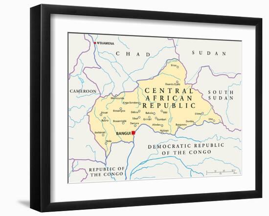 Central African Republic Political Map-Peter Hermes Furian-Framed Art Print