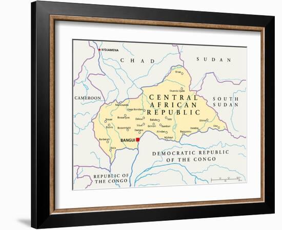 Central African Republic Political Map-Peter Hermes Furian-Framed Art Print