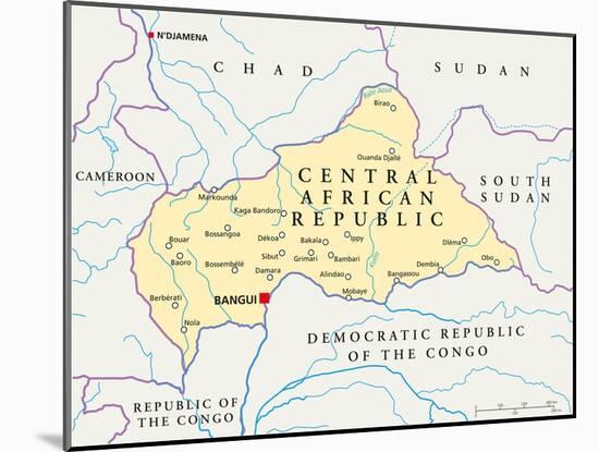 Central African Republic Political Map-Peter Hermes Furian-Mounted Art Print