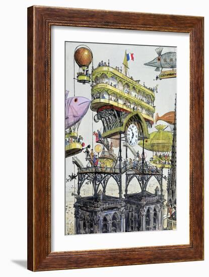 Central Aircraft Station at Notre-Dame-Albert Robida-Framed Giclee Print