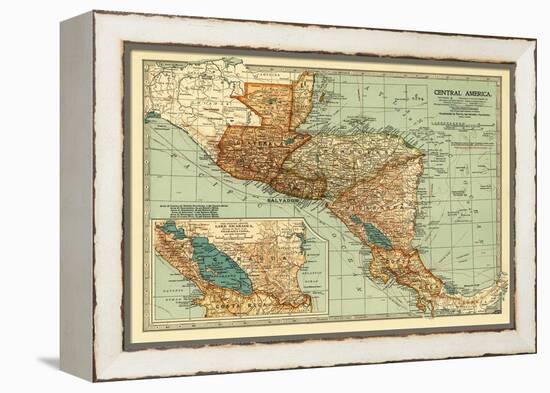 Central America - Panoramic Map-Lantern Press-Framed Stretched Canvas