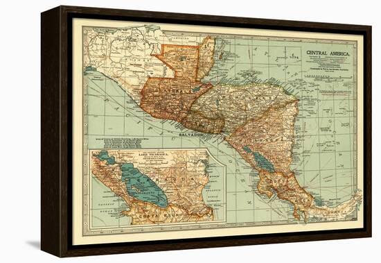 Central America - Panoramic Map-Lantern Press-Framed Stretched Canvas