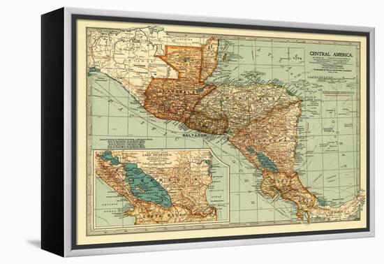 Central America - Panoramic Map-Lantern Press-Framed Stretched Canvas