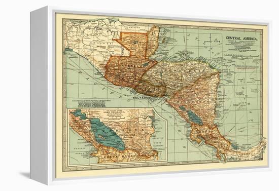 Central America - Panoramic Map-Lantern Press-Framed Stretched Canvas